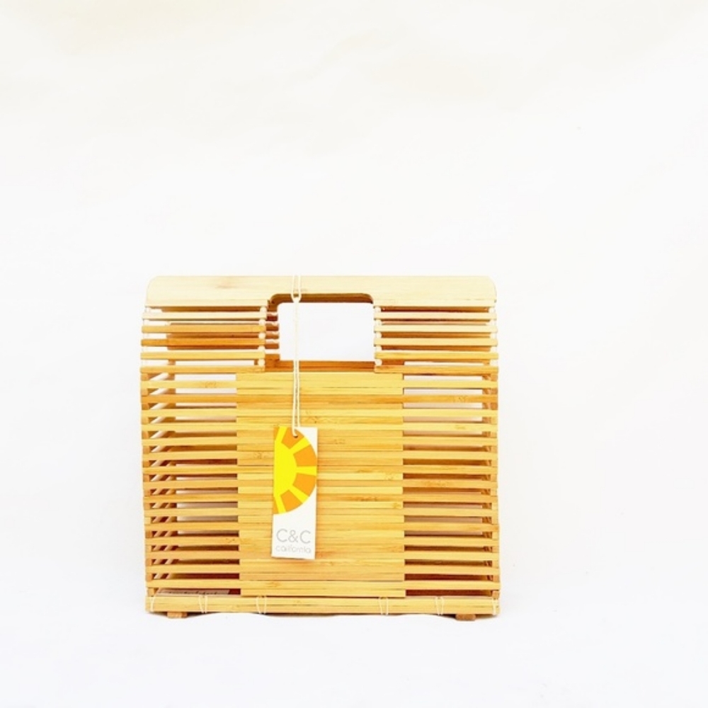 NWT C&C California Bamboo Wood Box Handle Purse